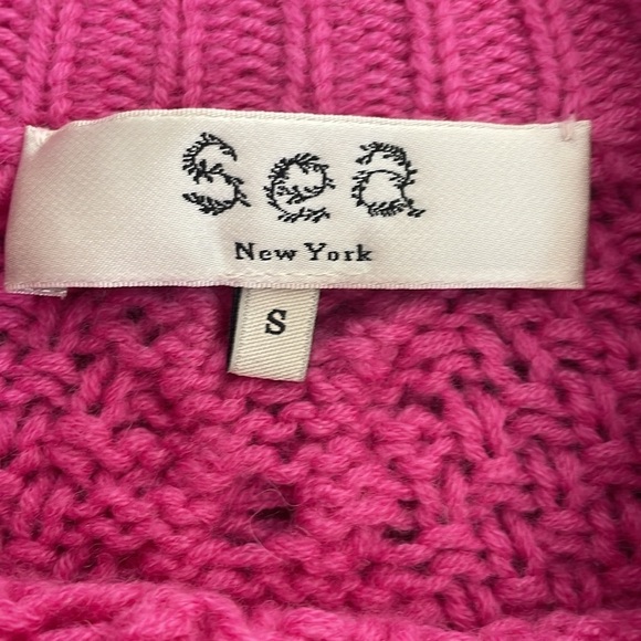 SEA NY Alpaca Wool Pink Cropped Brie Sweater - Picture 6 of 12